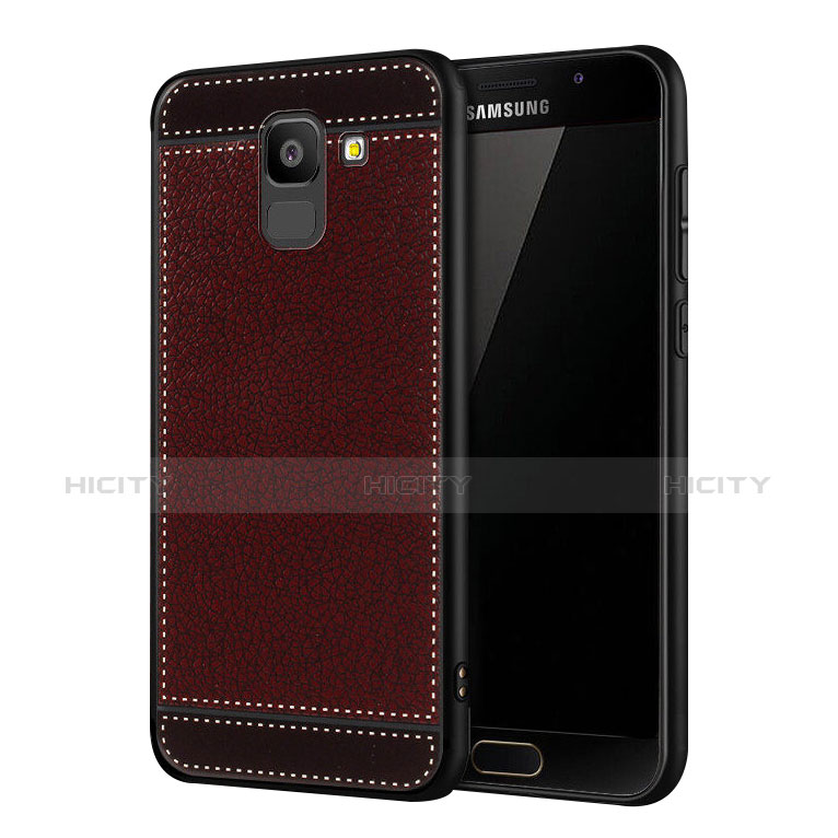 Carcasa Silicona Goma de Cuero W01 para Samsung Galaxy On6 (2018) J600F J600G Rojo