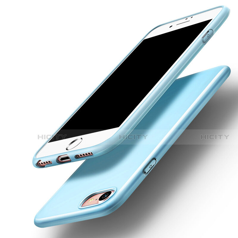 Carcasa Silicona Goma para Apple iPhone SE (2020) Azul Cielo