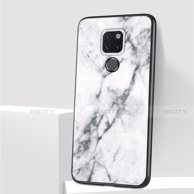 Carcasa Silicona Goma Patron de Marmol para Huawei Mate 20 Blanco