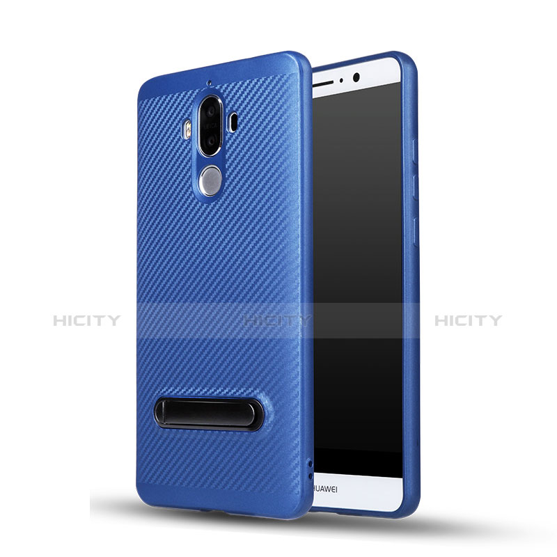 Carcasa Silicona Goma Twill con Soporte para Huawei Mate 9 Azul