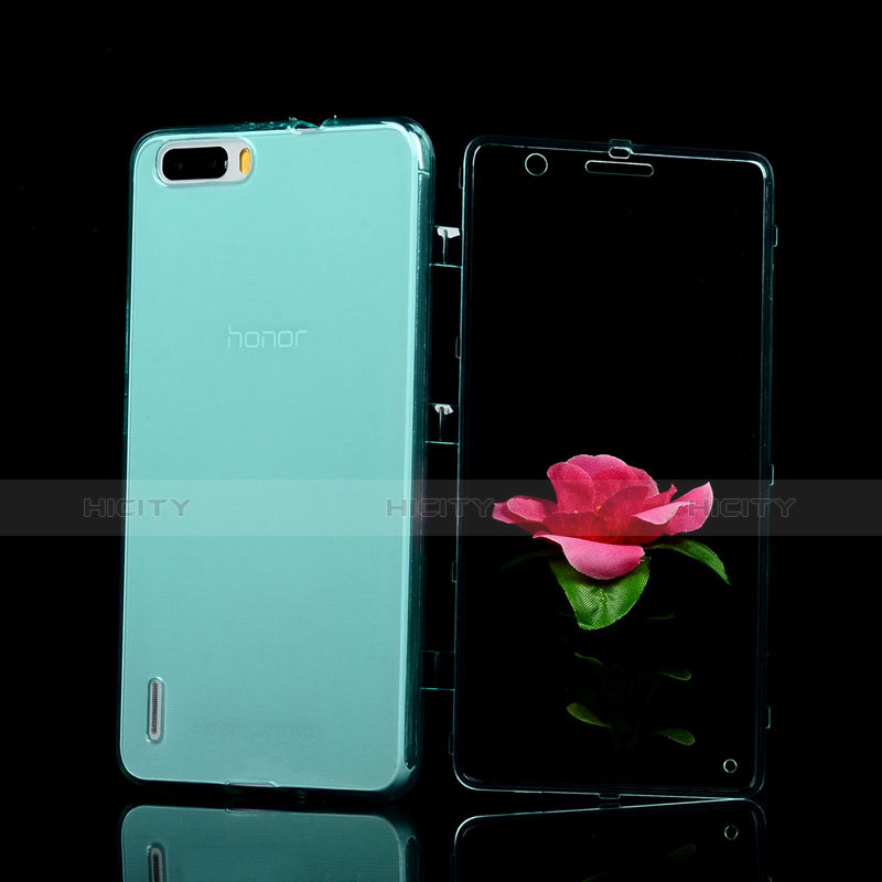 Carcasa Silicona Transparente Cubre Entero para Huawei Honor 6 Plus Azul Cielo