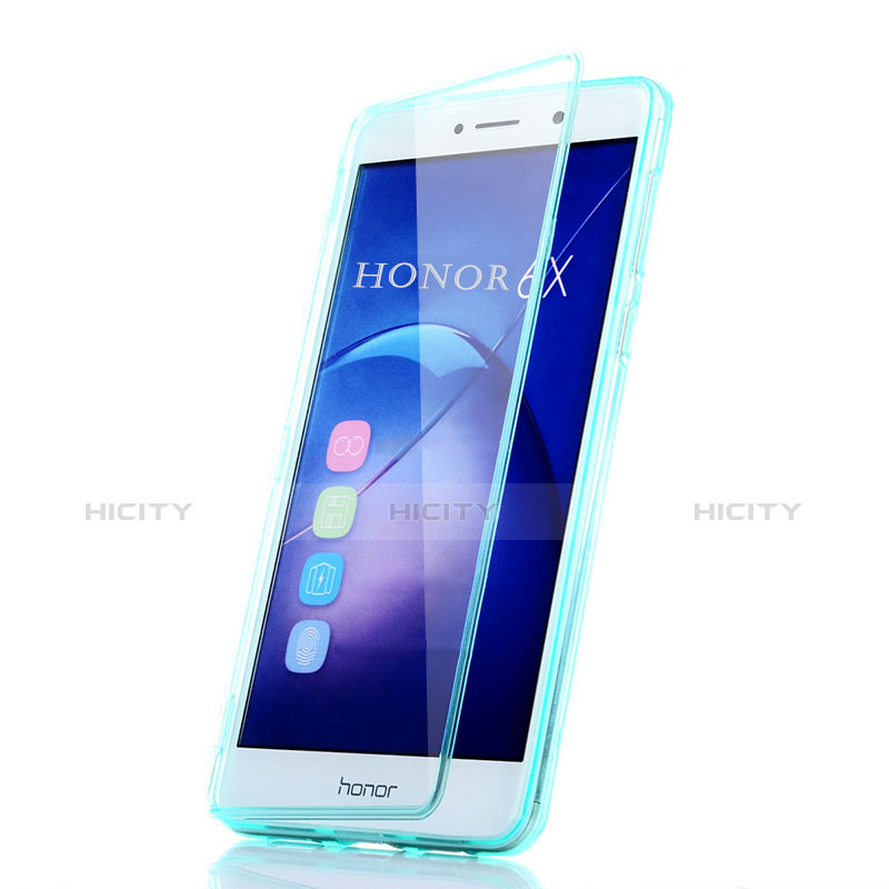 Carcasa Silicona Transparente Cubre Entero para Huawei Honor 6X Azul Cielo