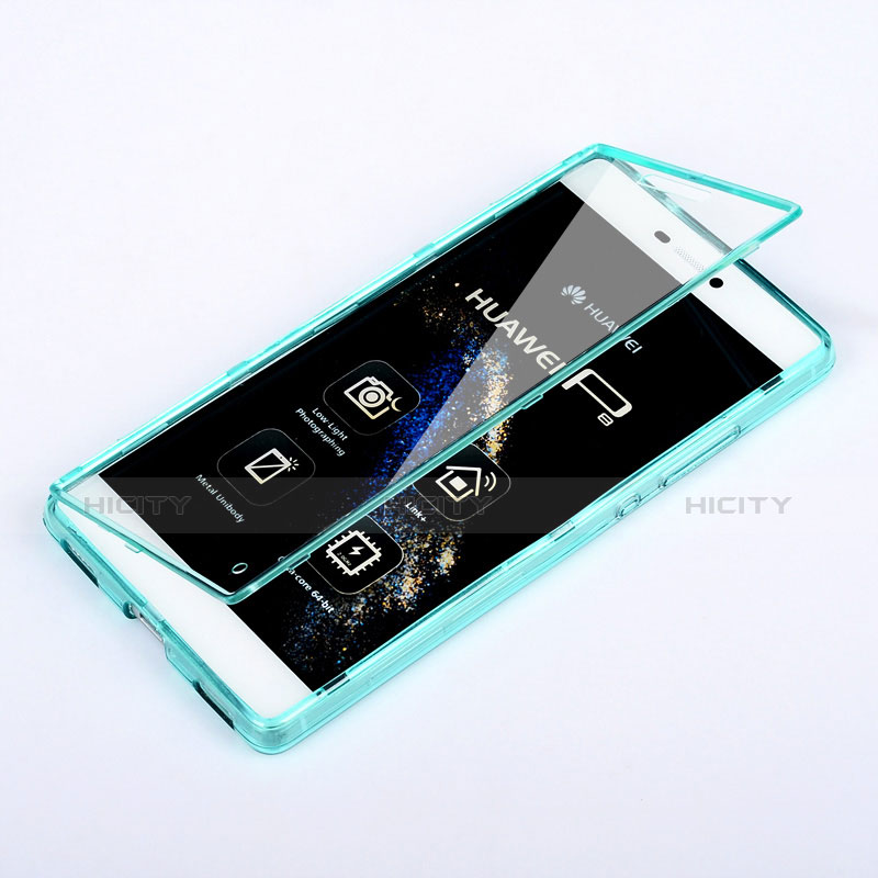 Carcasa Silicona Transparente Cubre Entero para Huawei P8 Azul Cielo