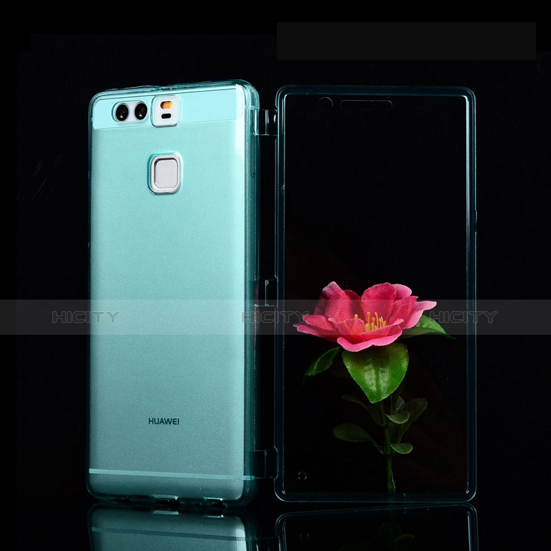 Carcasa Silicona Transparente Cubre Entero para Huawei P9 Azul Cielo