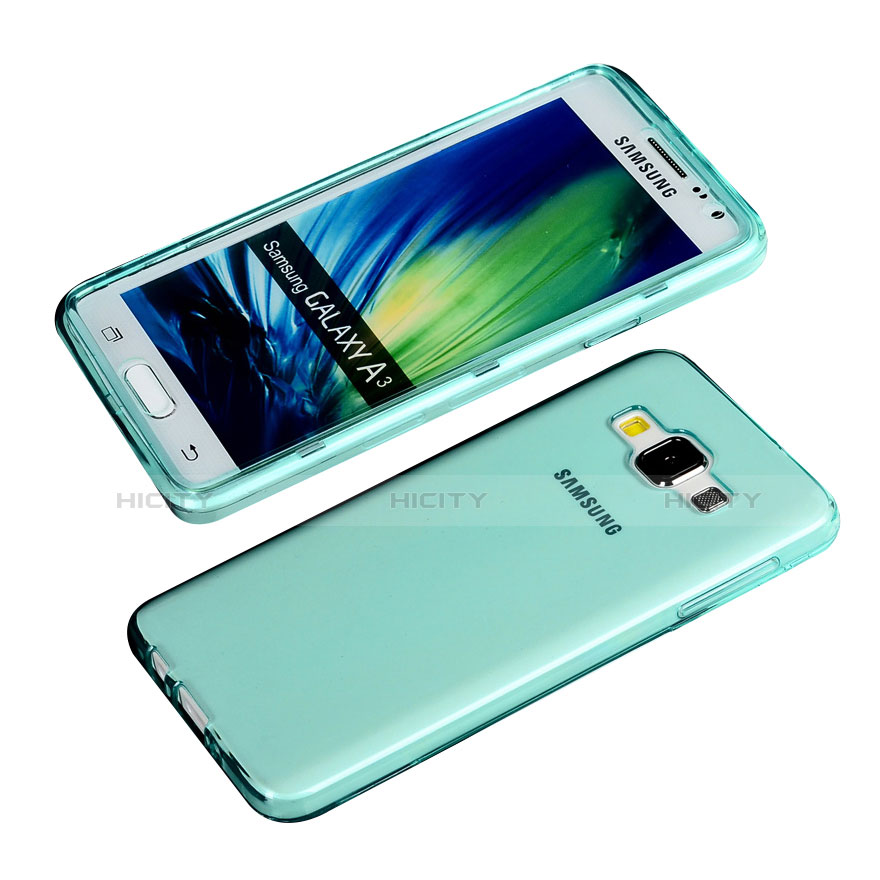 Carcasa Silicona Transparente Cubre Entero para Samsung Galaxy A3 SM-300F Azul