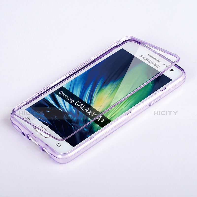 Carcasa Silicona Transparente Cubre Entero para Samsung Galaxy A3 SM-300F Morado