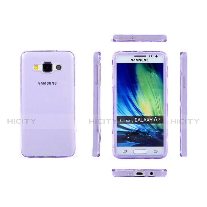 Carcasa Silicona Transparente Cubre Entero para Samsung Galaxy A3 SM-300F Morado