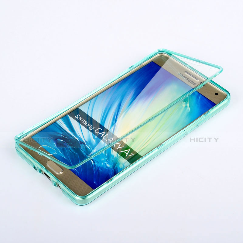 Carcasa Silicona Transparente Cubre Entero para Samsung Galaxy A7 SM-A700 Azul Cielo