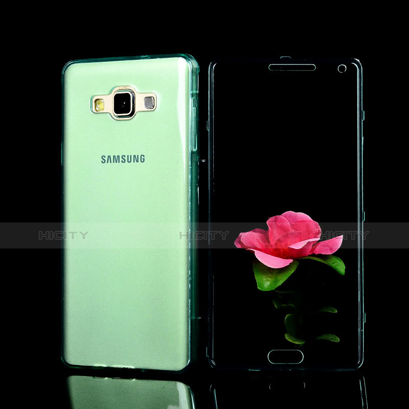 Carcasa Silicona Transparente Cubre Entero para Samsung Galaxy A7 SM-A700 Azul Cielo