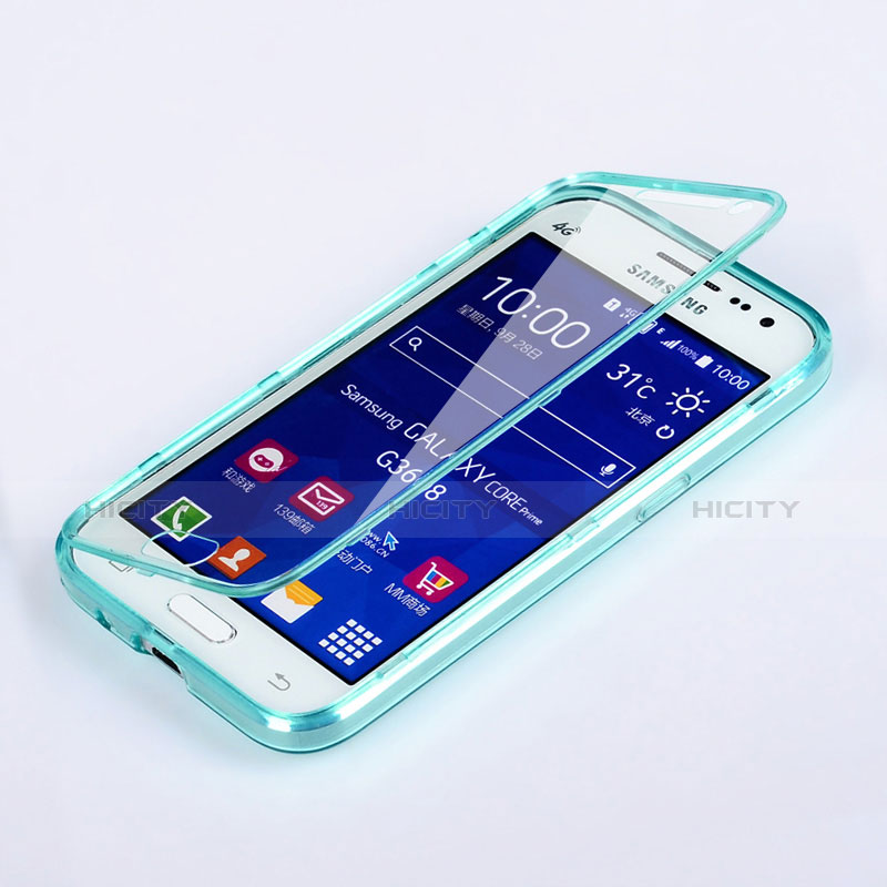 Carcasa Silicona Transparente Cubre Entero para Samsung Galaxy Core Prime G360F G360GY Azul Cielo
