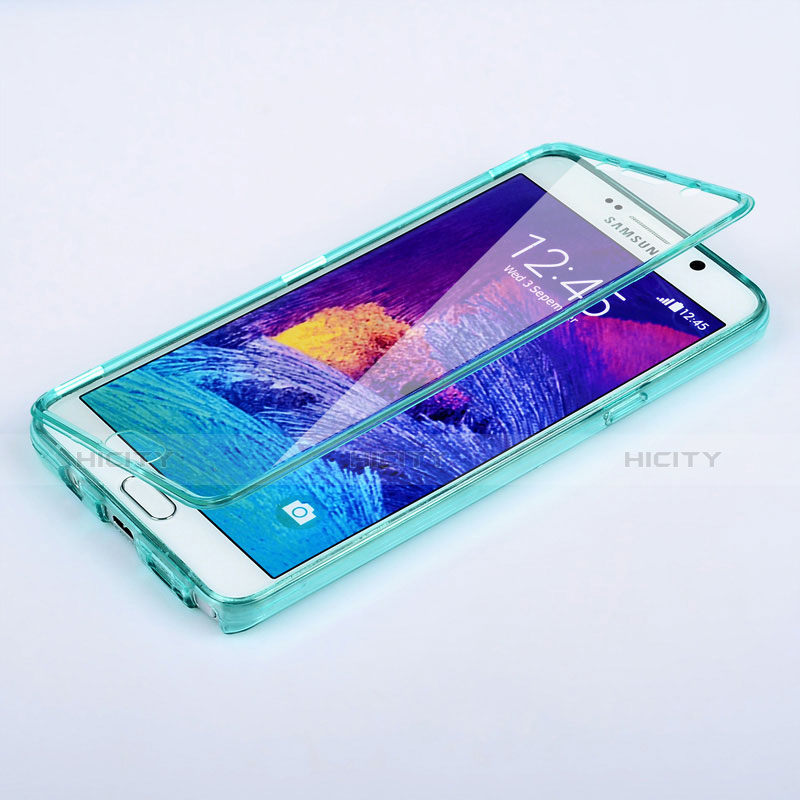 Carcasa Silicona Transparente Cubre Entero para Samsung Galaxy Note 5 N9200 N920 N920F Azul Cielo