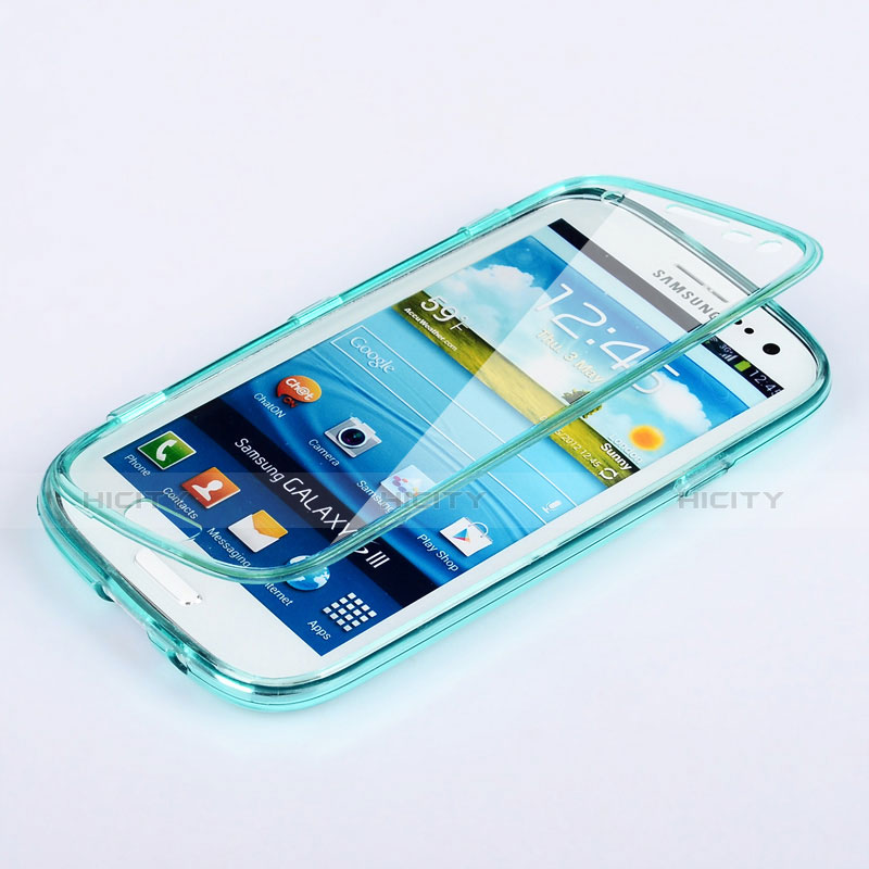 Carcasa Silicona Transparente Cubre Entero para Samsung Galaxy S3 4G i9305 Azul Cielo