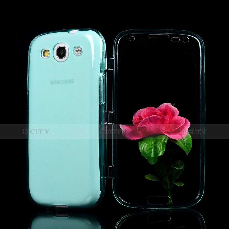 Carcasa Silicona Transparente Cubre Entero para Samsung Galaxy S3 III LTE 4G Azul Cielo