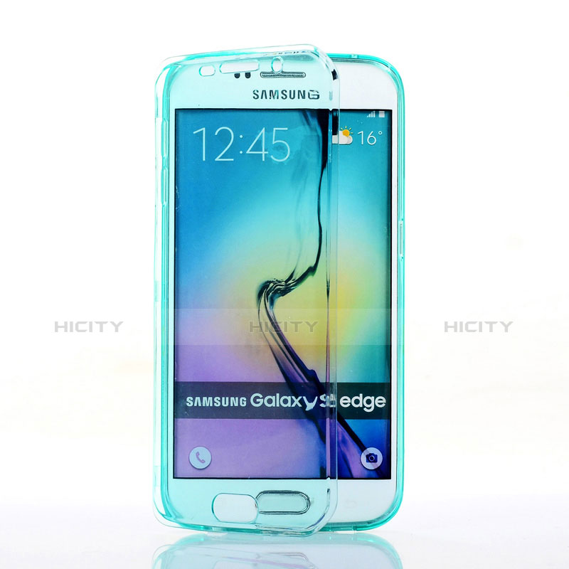Carcasa Silicona Transparente Cubre Entero para Samsung Galaxy S6 Edge SM-G925 Azul