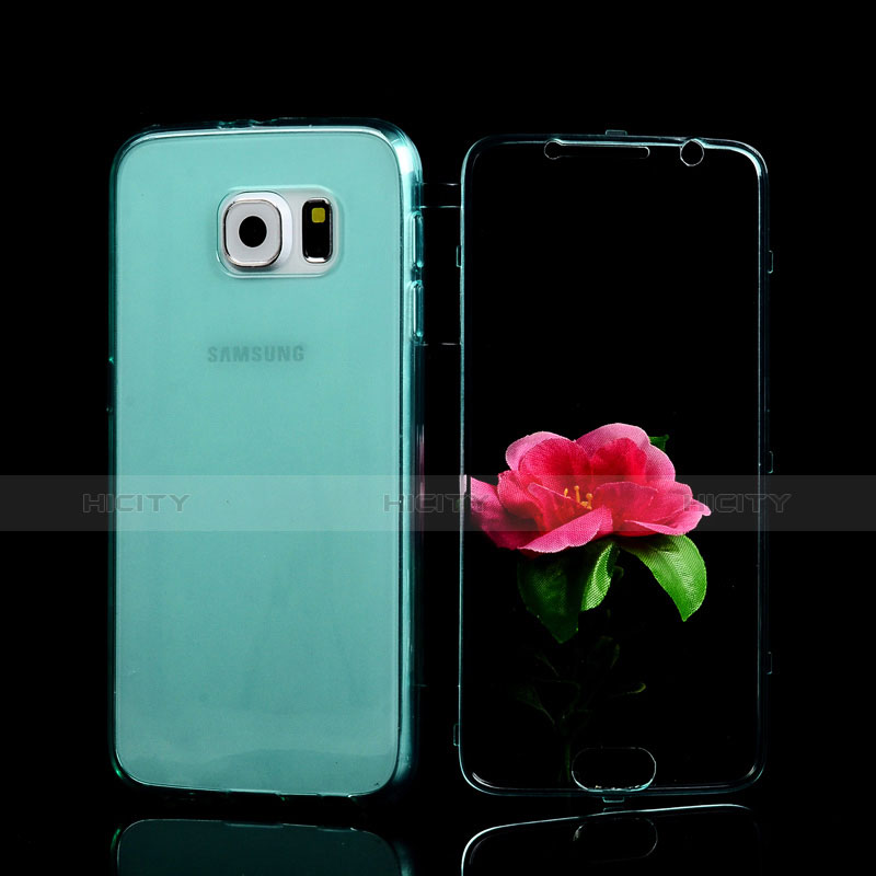 Carcasa Silicona Transparente Cubre Entero para Samsung Galaxy S6 SM-G920 Azul Cielo