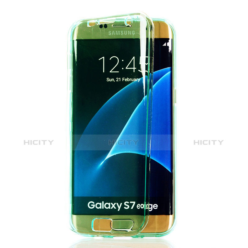 Carcasa Silicona Transparente Cubre Entero para Samsung Galaxy S7 Edge G935F Azul Cielo