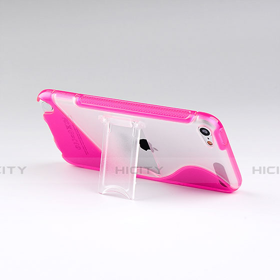 Carcasa Silicona Transparente S-Line con Soporte para Apple iPod Touch 5 Rosa Roja