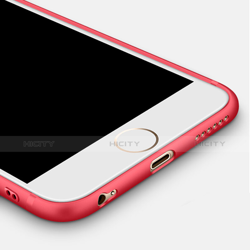 Carcasa Silicona Ultrafina Goma con Anillo de dedo Soporte para Apple iPhone 6S Rojo