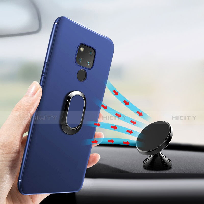 Carcasa Silicona Ultrafina Goma con Magnetico Anillo de dedo Soporte para Huawei Mate 20 X 5G Azul