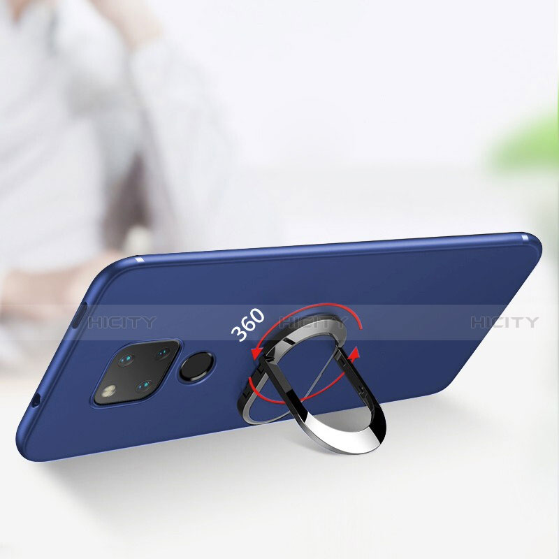 Carcasa Silicona Ultrafina Goma con Magnetico Anillo de dedo Soporte para Huawei Mate 20 X 5G Azul