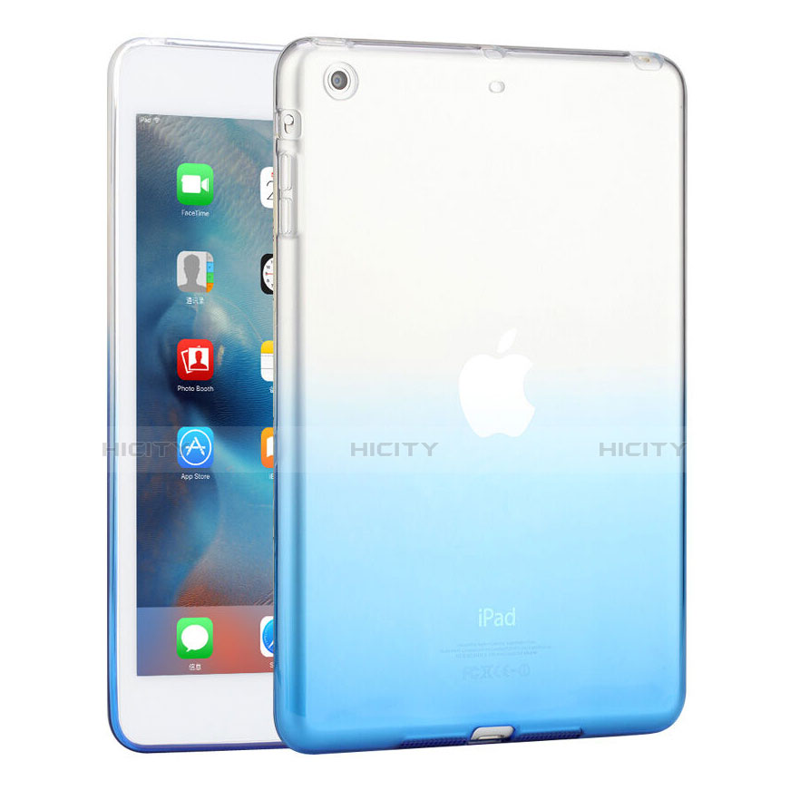 Carcasa Silicona Ultrafina Transparente Gradiente para Apple iPad Mini 2 Azul