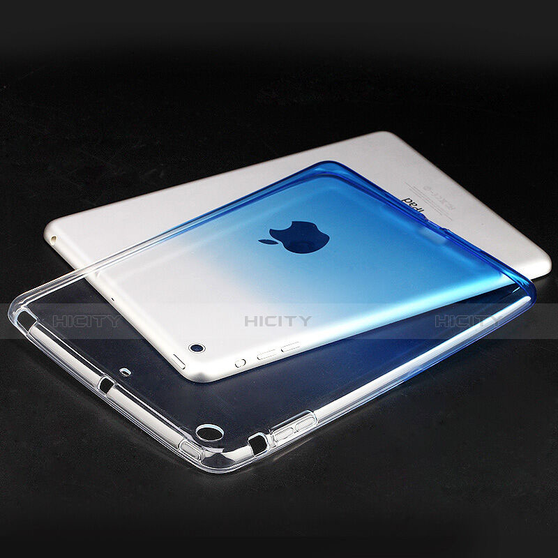 Carcasa Silicona Ultrafina Transparente Gradiente para Apple iPad Mini 3 Azul