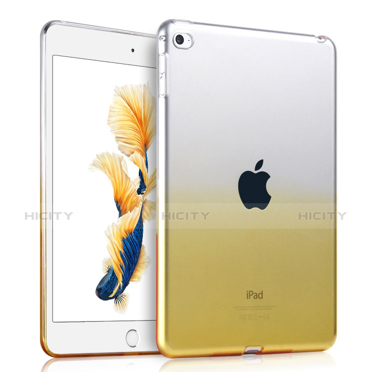 Carcasa Silicona Ultrafina Transparente Gradiente para Apple iPad Mini 4 Amarillo