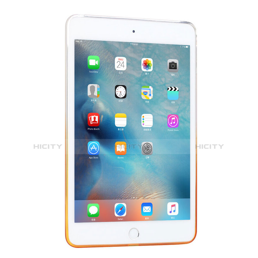 Carcasa Silicona Ultrafina Transparente Gradiente para Apple iPad Mini 4 Amarillo