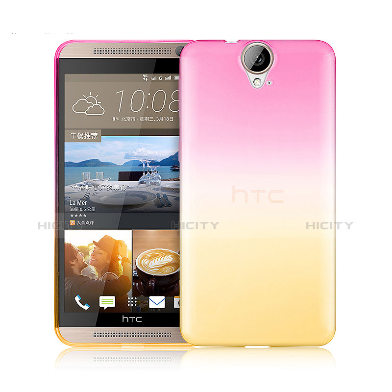 Carcasa Silicona Ultrafina Transparente Gradiente para HTC One E9 Plus Rosa