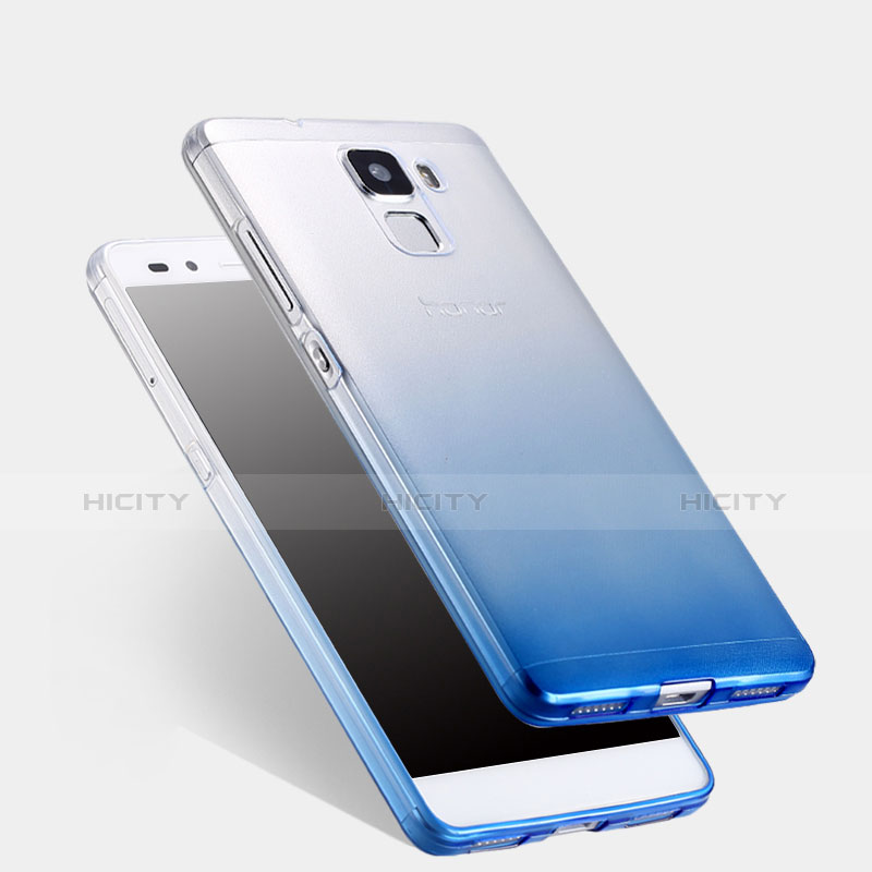 Carcasa Silicona Ultrafina Transparente Gradiente para Huawei Honor 7 Dual SIM Azul