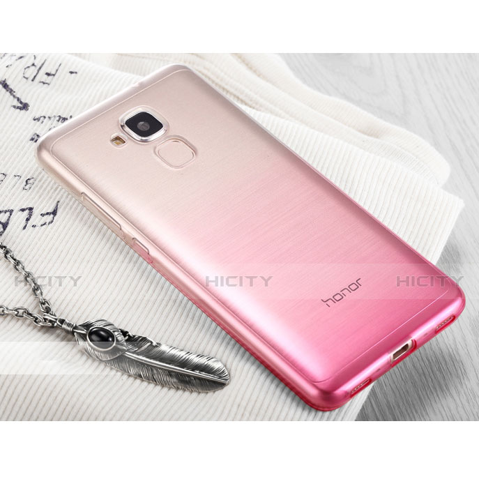 Carcasa Silicona Ultrafina Transparente Gradiente para Huawei Honor 7 Lite Rosa