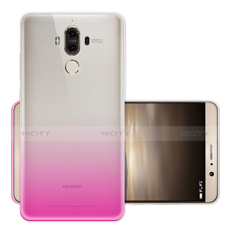 Carcasa Silicona Ultrafina Transparente Gradiente para Huawei Mate 9 Rosa