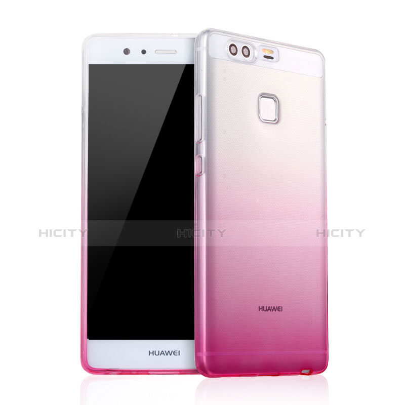 Carcasa Silicona Ultrafina Transparente Gradiente para Huawei P9 Rosa