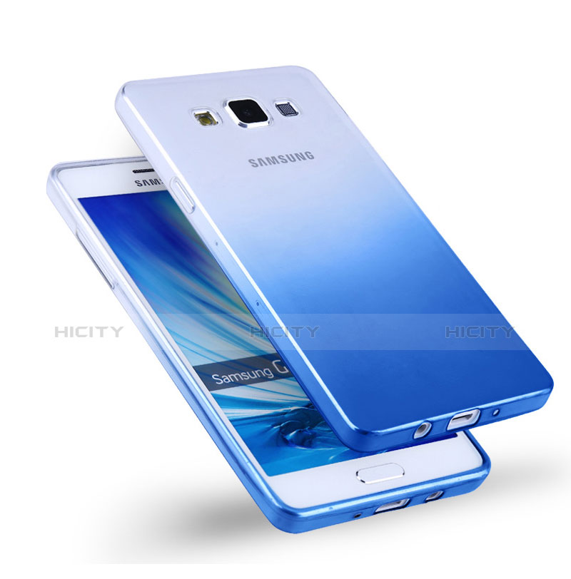Carcasa Silicona Ultrafina Transparente Gradiente para Samsung Galaxy A5 Duos SM-500F Azul