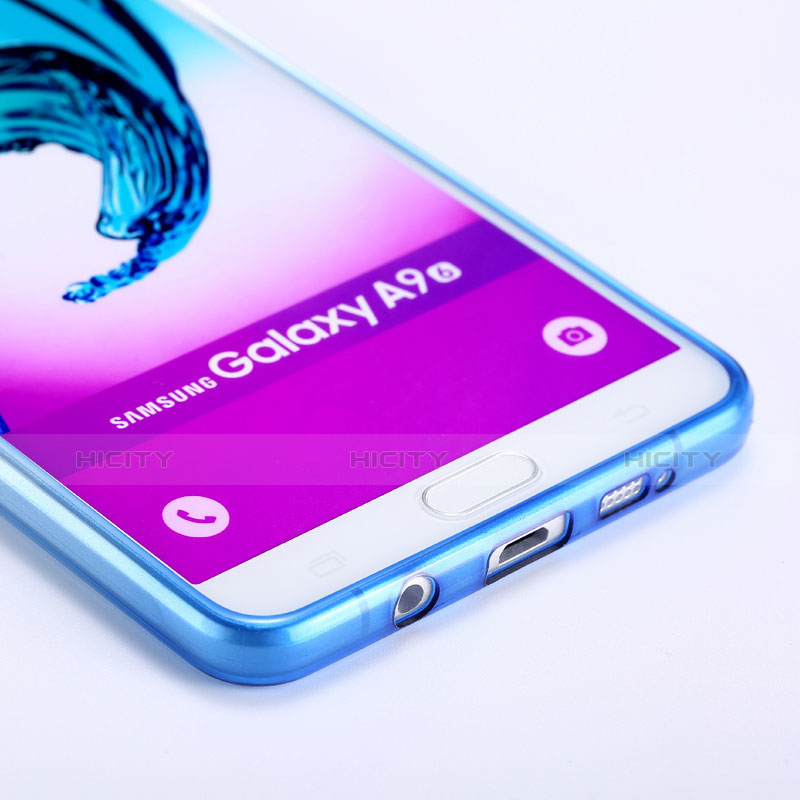 Carcasa Silicona Ultrafina Transparente Gradiente para Samsung Galaxy A9 Pro (2016) SM-A9100 Azul