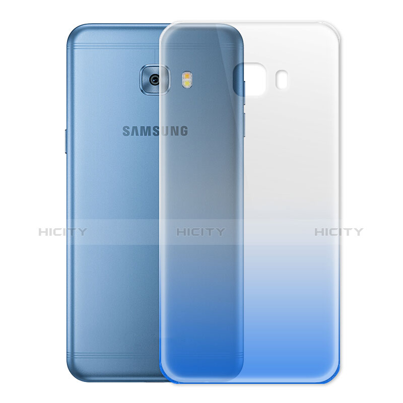 Carcasa Silicona Ultrafina Transparente Gradiente para Samsung Galaxy C7 Pro C7010 Azul