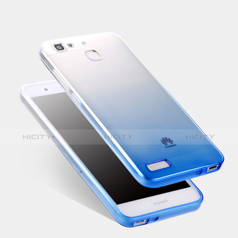Carcasa Silicona Ultrafina Transparente Gradiente Q01 para Huawei Enjoy 5S Azul