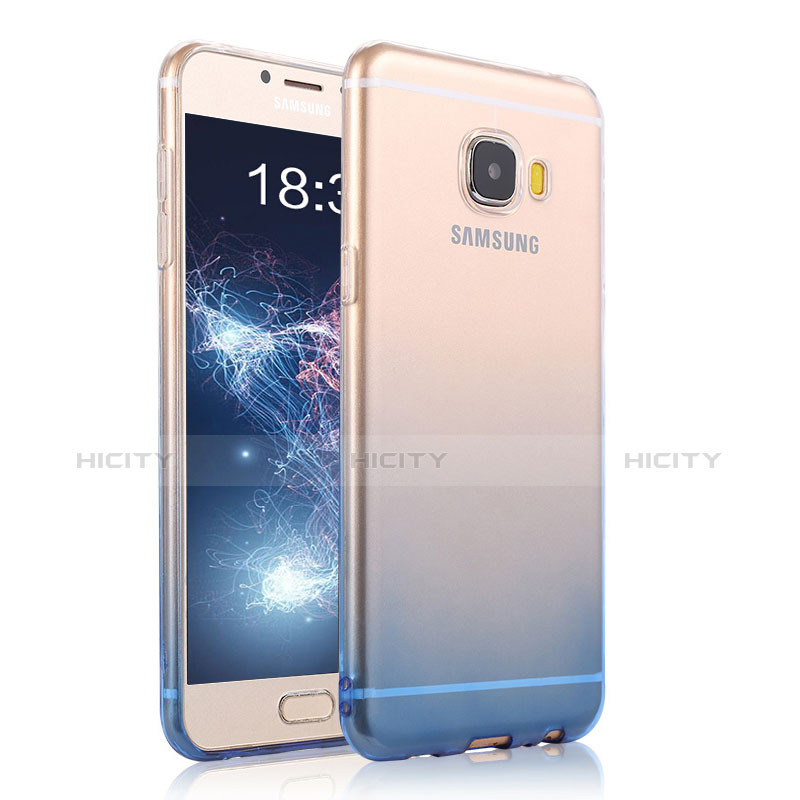 Carcasa Silicona Ultrafina Transparente Gradiente T04 para Samsung Galaxy C5 Pro C5010 Azul