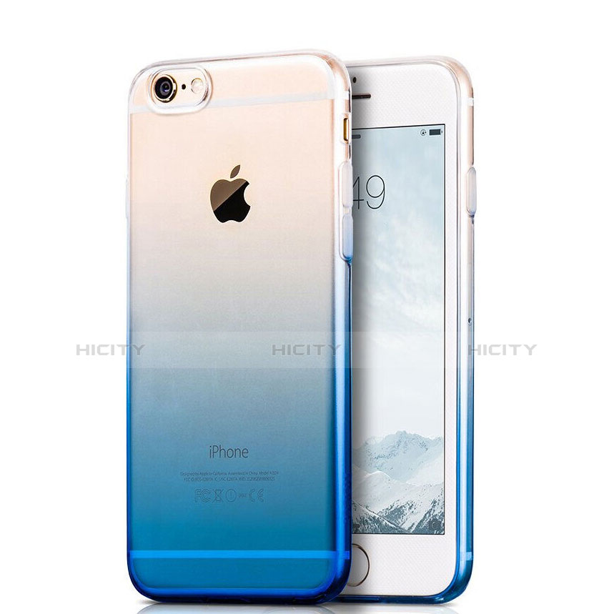 Carcasa Silicona Ultrafina Transparente Gradiente Z01 para Apple iPhone 6 Azul