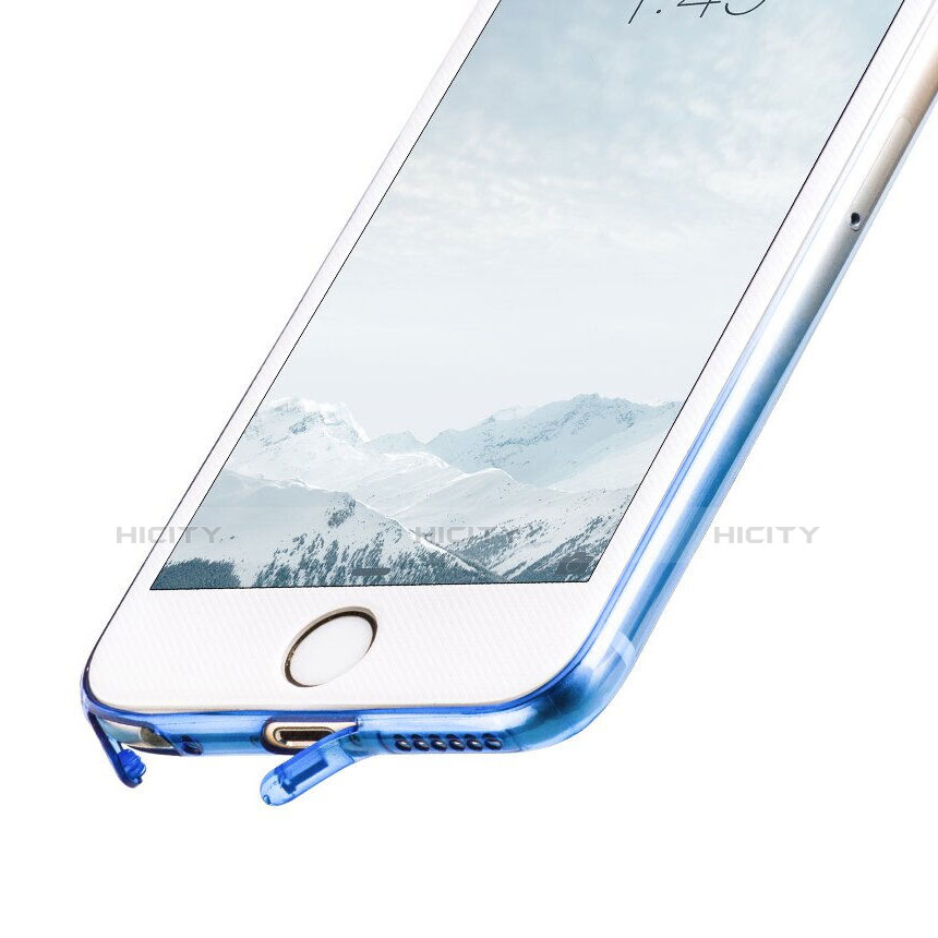 Carcasa Silicona Ultrafina Transparente Gradiente Z01 para Apple iPhone 6 Azul
