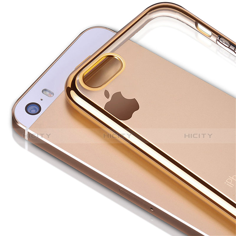 Carcasa Silicona Ultrafina Transparente H01 para Apple iPhone 5S Oro