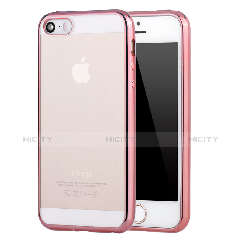 Carcasa Silicona Ultrafina Transparente H03 para Apple iPhone 5S Rosa