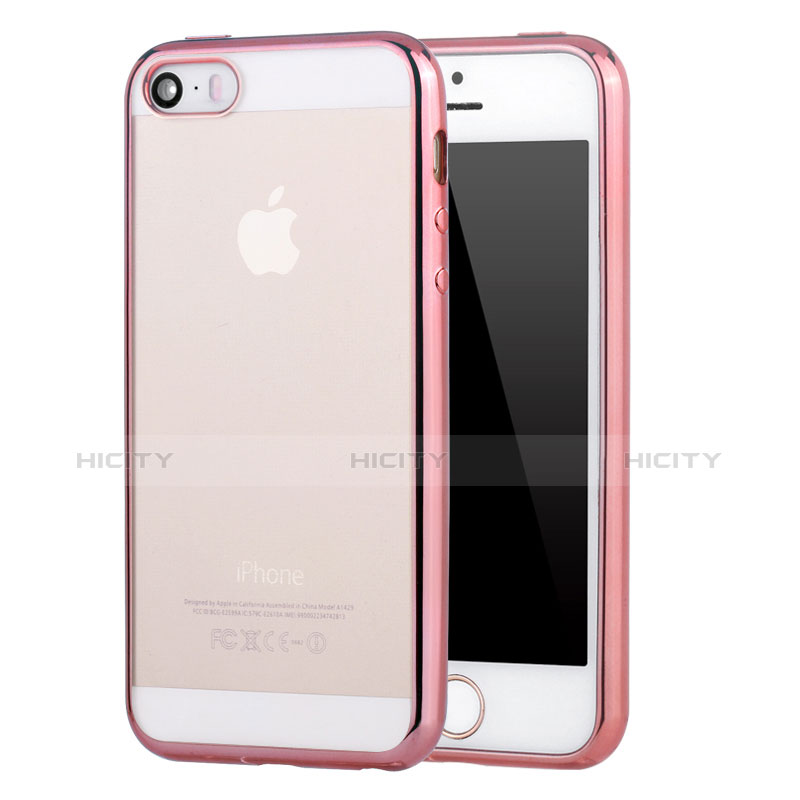 Carcasa Silicona Ultrafina Transparente H03 para Apple iPhone SE Rosa