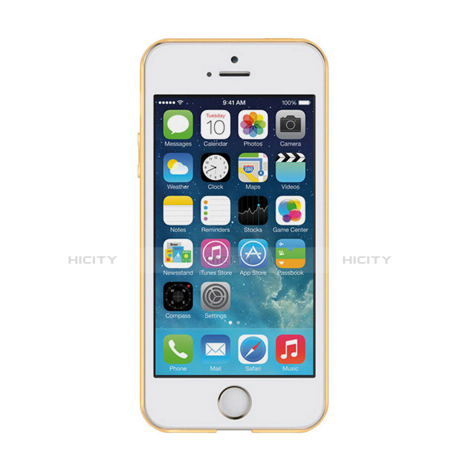 Carcasa Silicona Ultrafina Transparente Mate para Apple iPhone 5 Oro