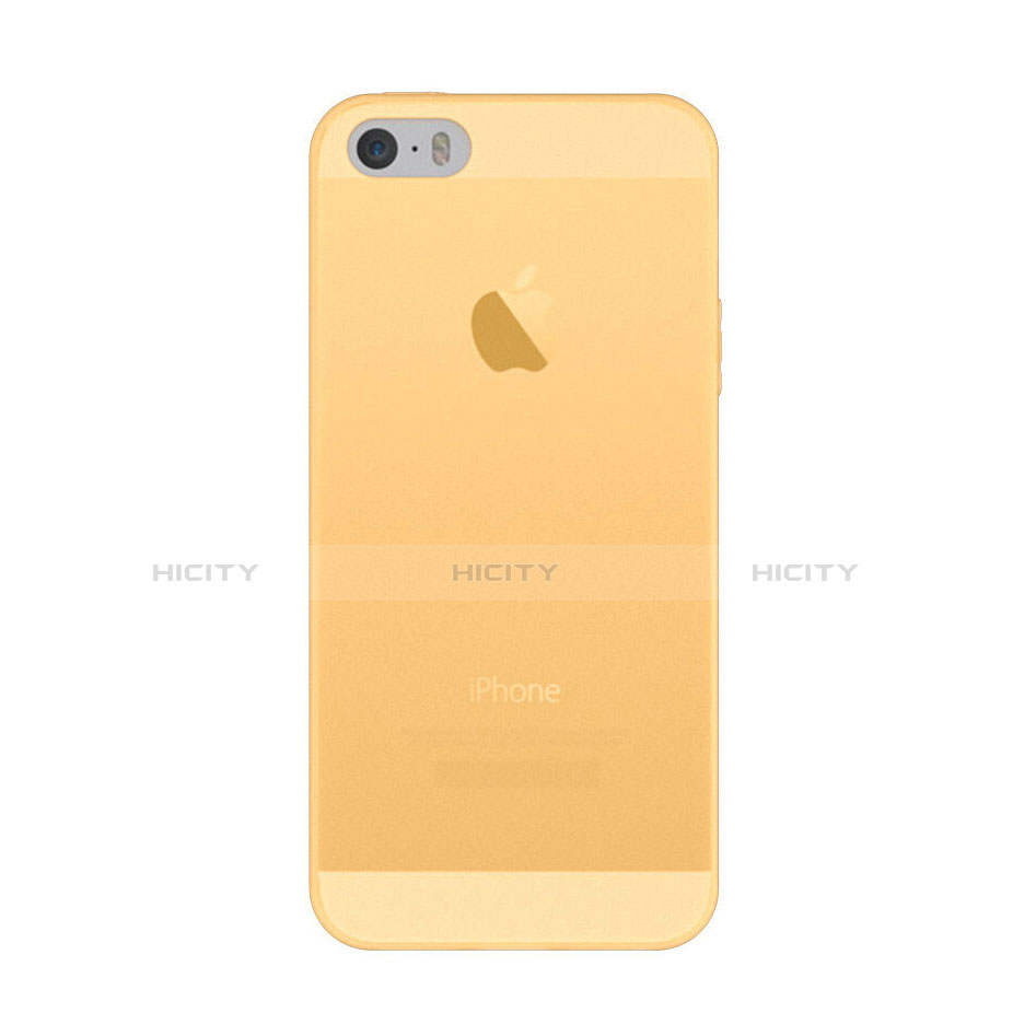 Carcasa Silicona Ultrafina Transparente Mate para Apple iPhone 5S Oro