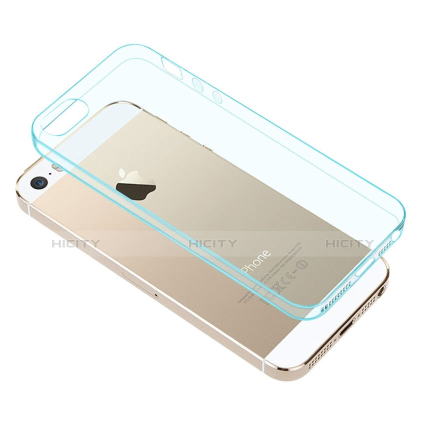 Carcasa Silicona Ultrafina Transparente para Apple iPhone SE Azul