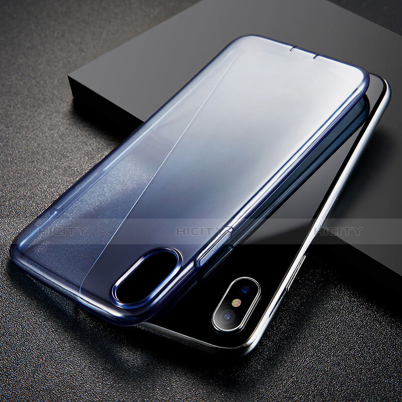Carcasa Silicona Ultrafina Transparente para Apple iPhone X Azul
