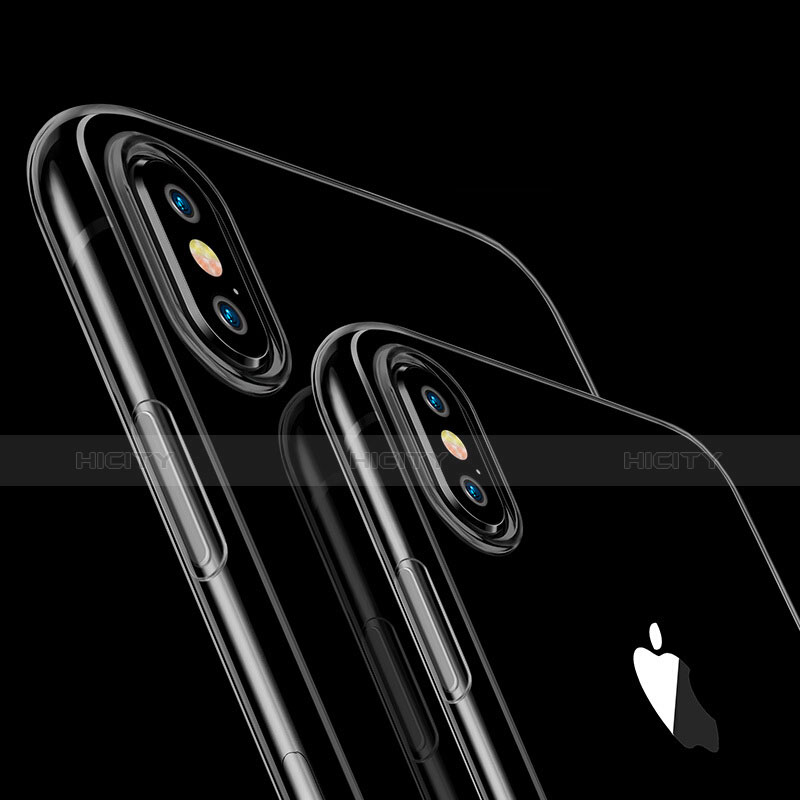 Carcasa Silicona Ultrafina Transparente para Apple iPhone X Gris