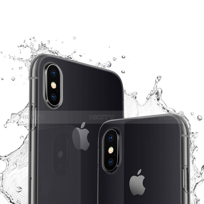 Carcasa Silicona Ultrafina Transparente para Apple iPhone Xs Gris