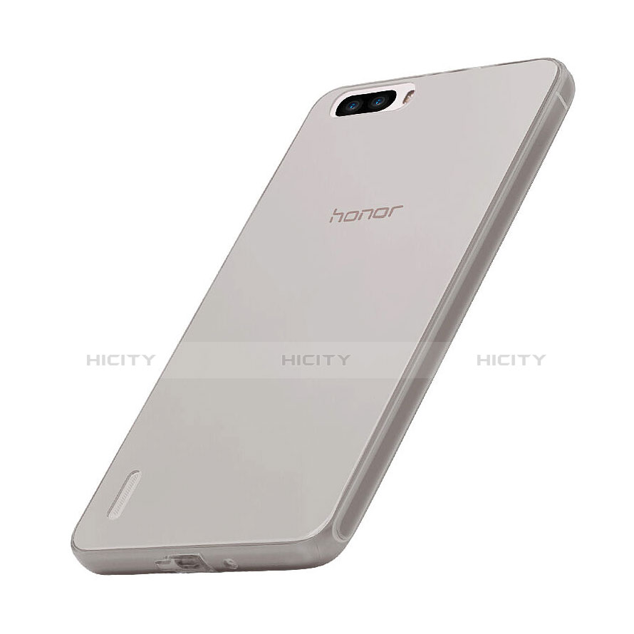 Carcasa Silicona Ultrafina Transparente para Huawei Honor 6 Plus Gris